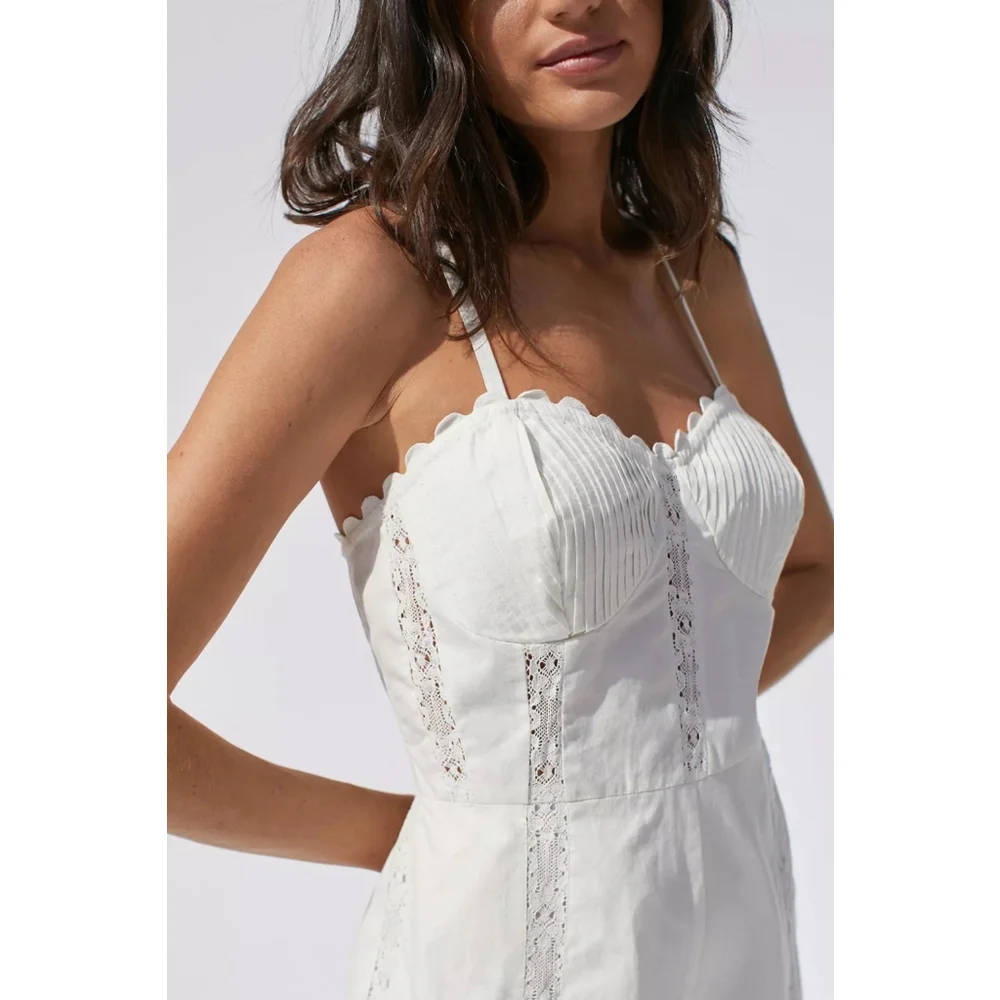 Urban Outfitters Juliette Lace Inset Romper S Eyelet Ruffles Cottage Coquette
